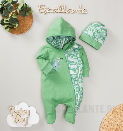 Kombinezon niemowlęcy DINOSAURS z bawełny organicznej dla chłopca
