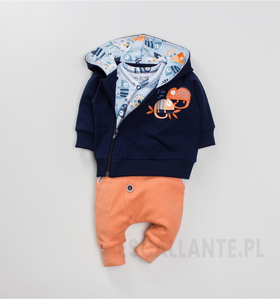 Granatowa bluza niemowlęca I LIKE KAMELEON z bawełny organicznej dla chłopca