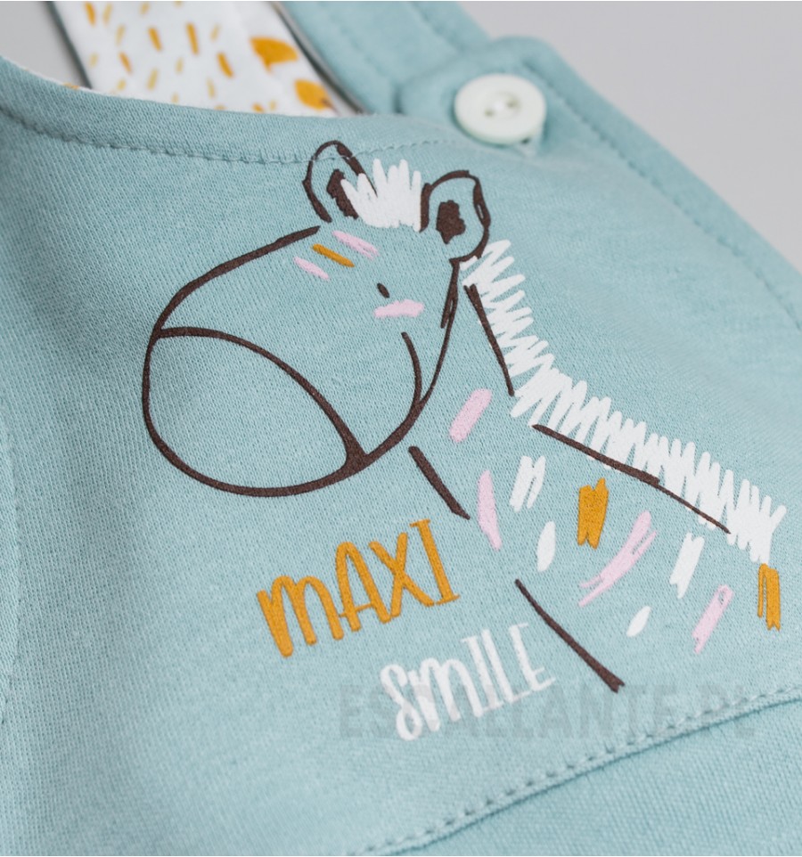 Spodnie ogrodniczki MAXI SMILE z bawełny organicznej dla dziewczynki