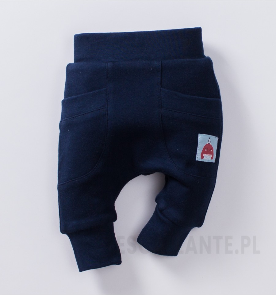 Spodnie niemowlęce dwuwarstwowe LITTLE MONSTER z bawełny organicznej dla chłopca