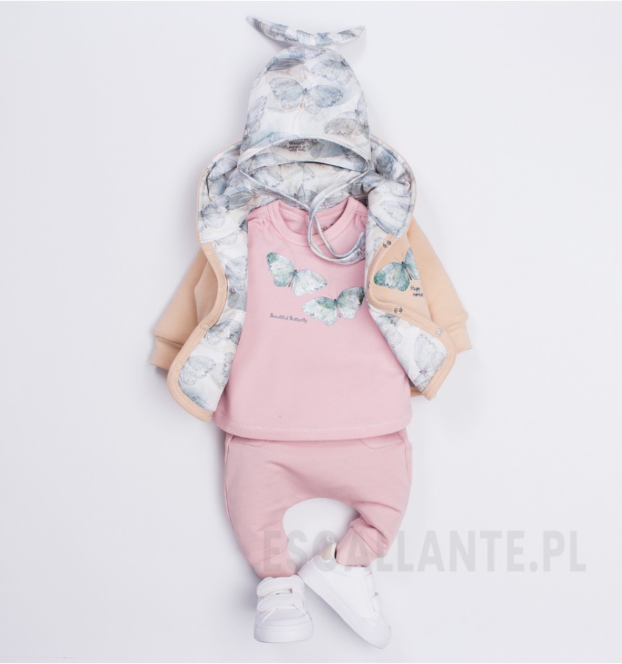 Czapka niemowlęca MOTYLKI z bawełny organicznej dla dziewczynki