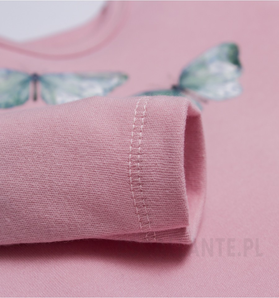 Różowe body niemowlęce MOTYLKI z bawełny organicznej dla dziewczynki