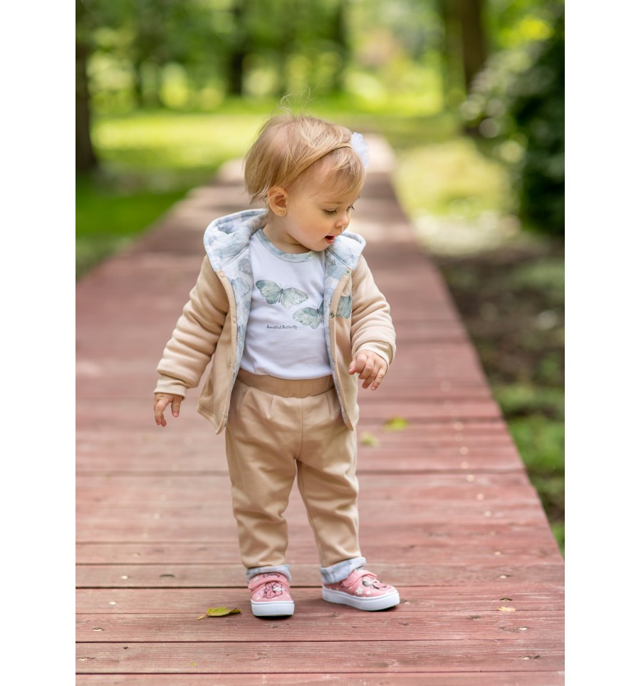 Spodnie niemowlęce MOTYLKI z bawełny organicznej dla dziewczynki