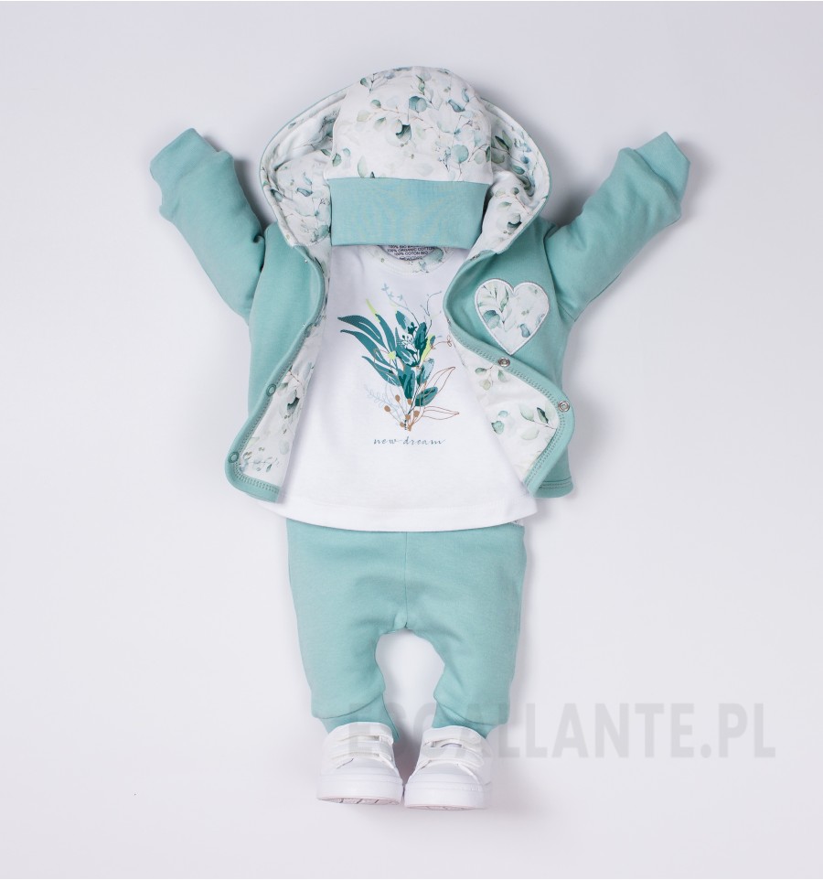 Spodnie niemowlęce EUKALIPTUS z bawełny organicznej dla dziewczynki