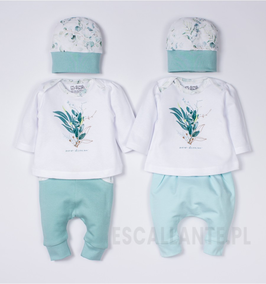 Spodnie niemowlęce EUKALIPTUS z bawełny organicznej dla dziewczynki