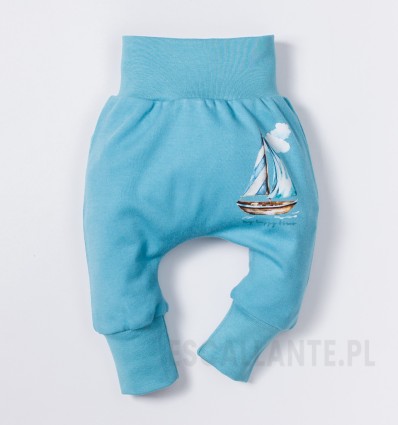 Spodnie niemowlęce MORSKA PRZYGODA z bawełny organicznej dla chłopca
