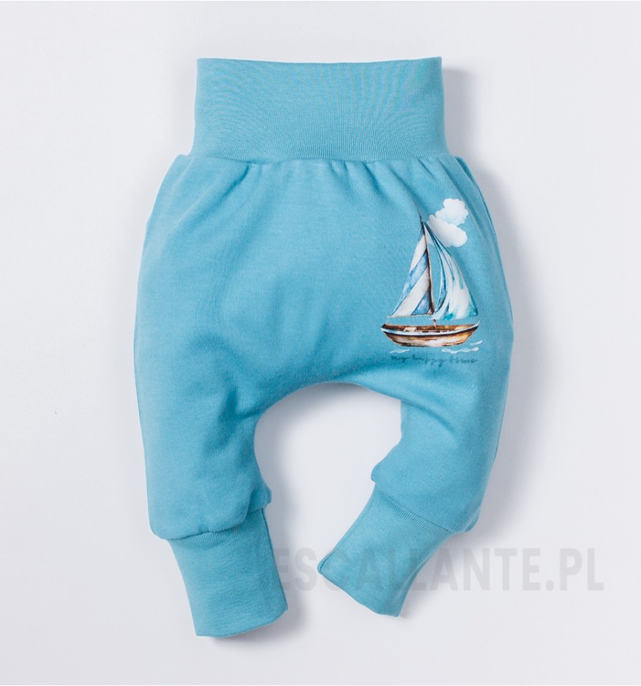 Spodnie niemowlęce MORSKA PRZYGODA z bawełny organicznej dla chłopca