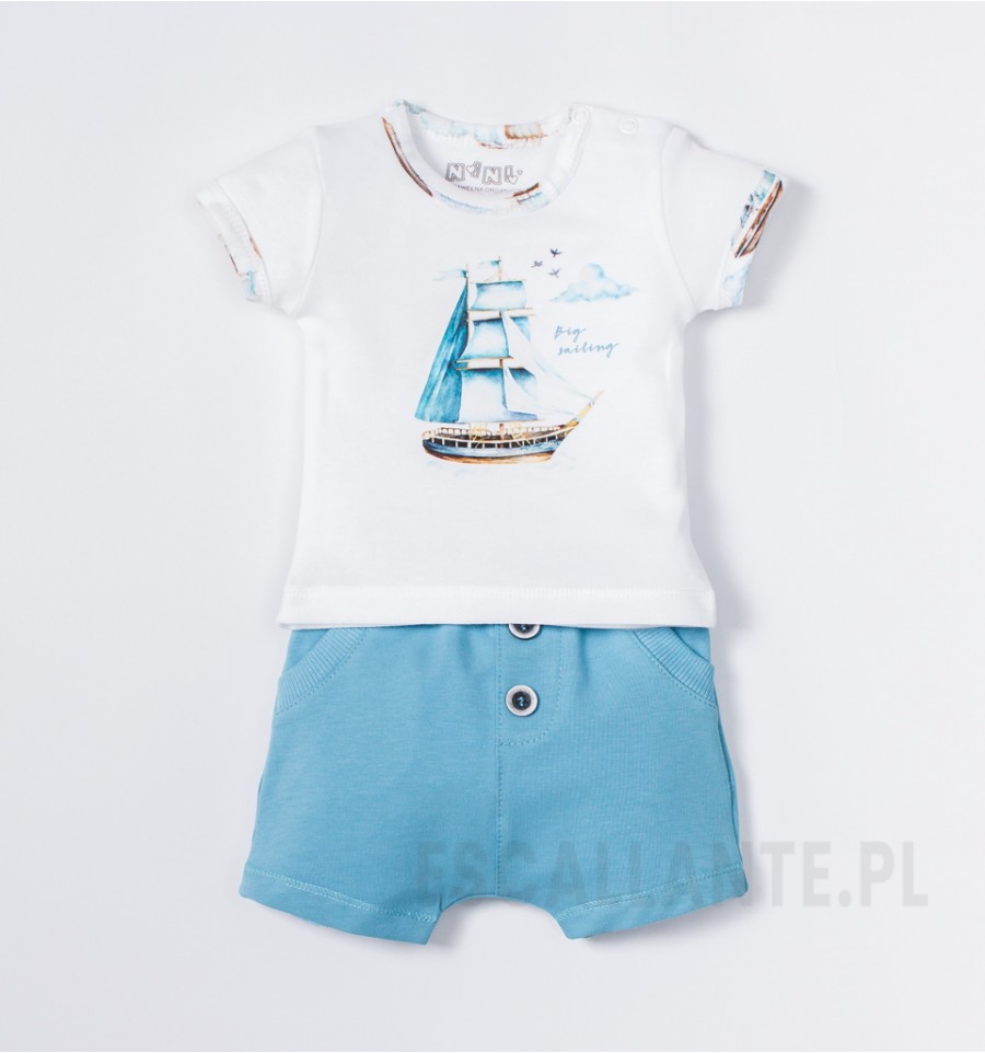T-shirt niemowlęcy MORSKA PRZYGODA z bawełny organicznej dla chłopca