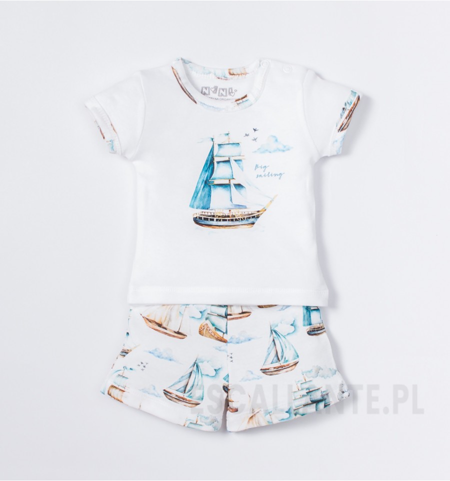 T-shirt niemowlęcy MORSKA PRZYGODA z bawełny organicznej dla chłopca