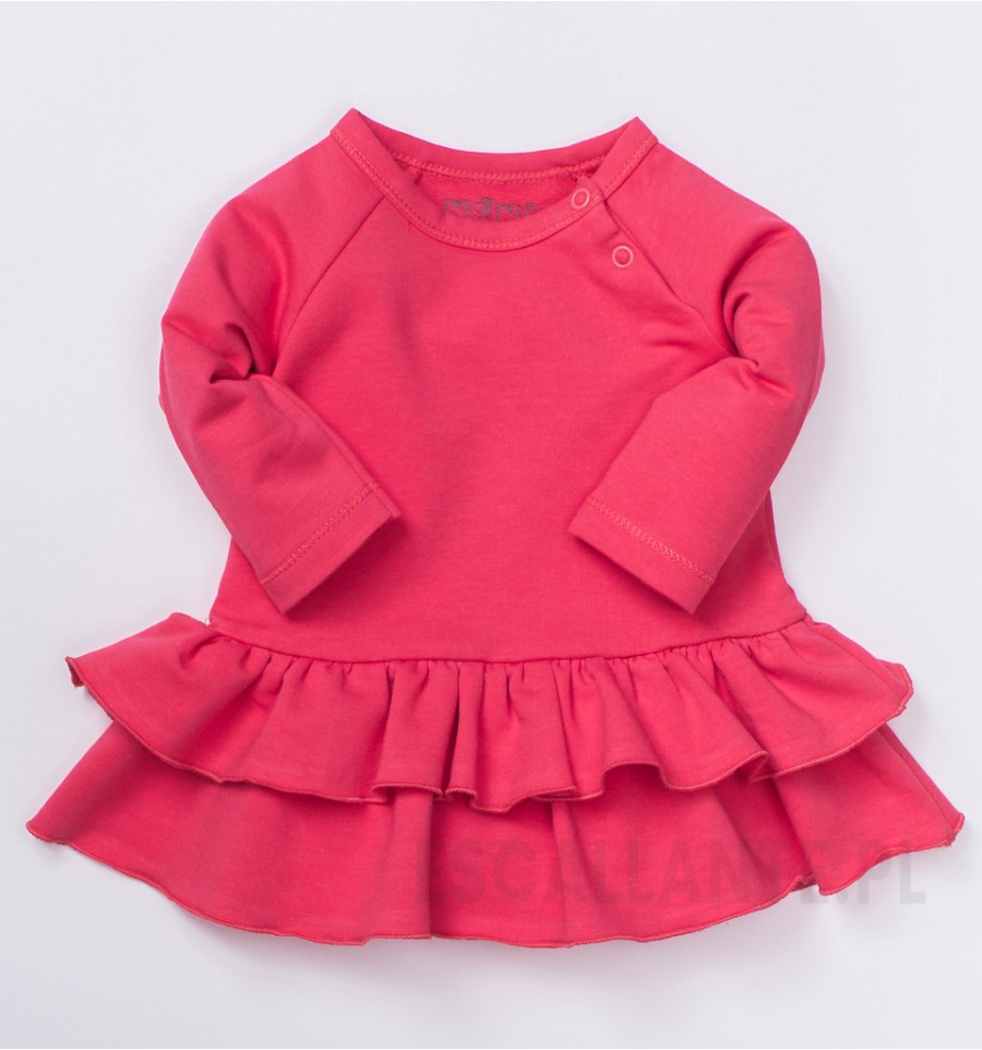Malinowa sukienka niemowlęca LEŚNA OPOWIEŚĆ z bawełny organicznej