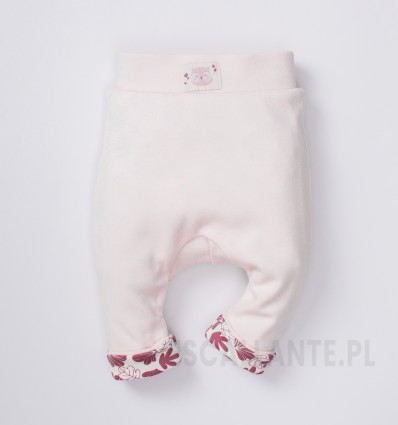 Spodnie niemowlęce LISTKI z bawełny organicznej dla dziewczynki