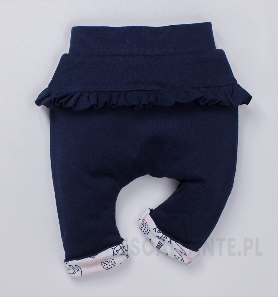 Granatowe spodnie niemowlęce MAGIC FOREST z bawełny organicznej dla dziewczynki
