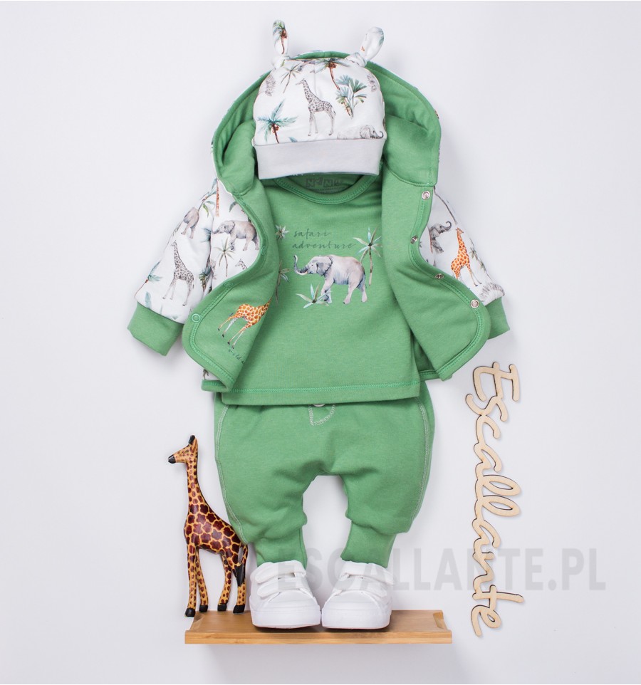 Zielona bluzka niemowlęca JUNGLE z bawełny organicznej dla chłopca