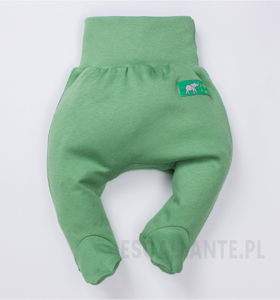 Zielone półśpiochy niemowlęce JUNGLEB z bawełny organicznej dla chłopca
