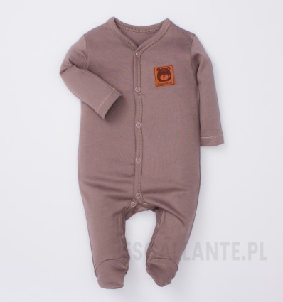 Czekoladowy pajac niemowlęcy BEAR IN THE AIR z bawełny organicznej