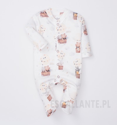 Pajac niemowlęcy BEAR IN THE AIR z bawełny organicznej dla chłopca