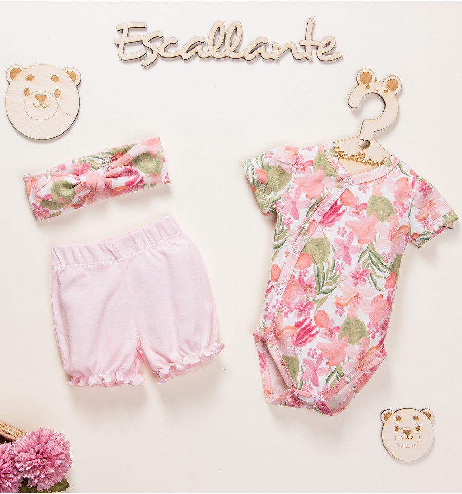 Różowe szorty niemowlęce PARADISE z bawełny organicznej