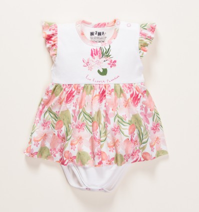 Body niemowlęce z sukienką PARADISE z bawełny organicznej dla dziewczynki