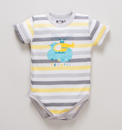Body niemowlęce HELIKOPTER z bawełny organicznej dla chłopca
