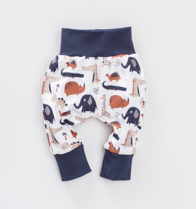 Spodnie niemowlęce MINI ZOO NINI z bawełny organicznej dla chłopca