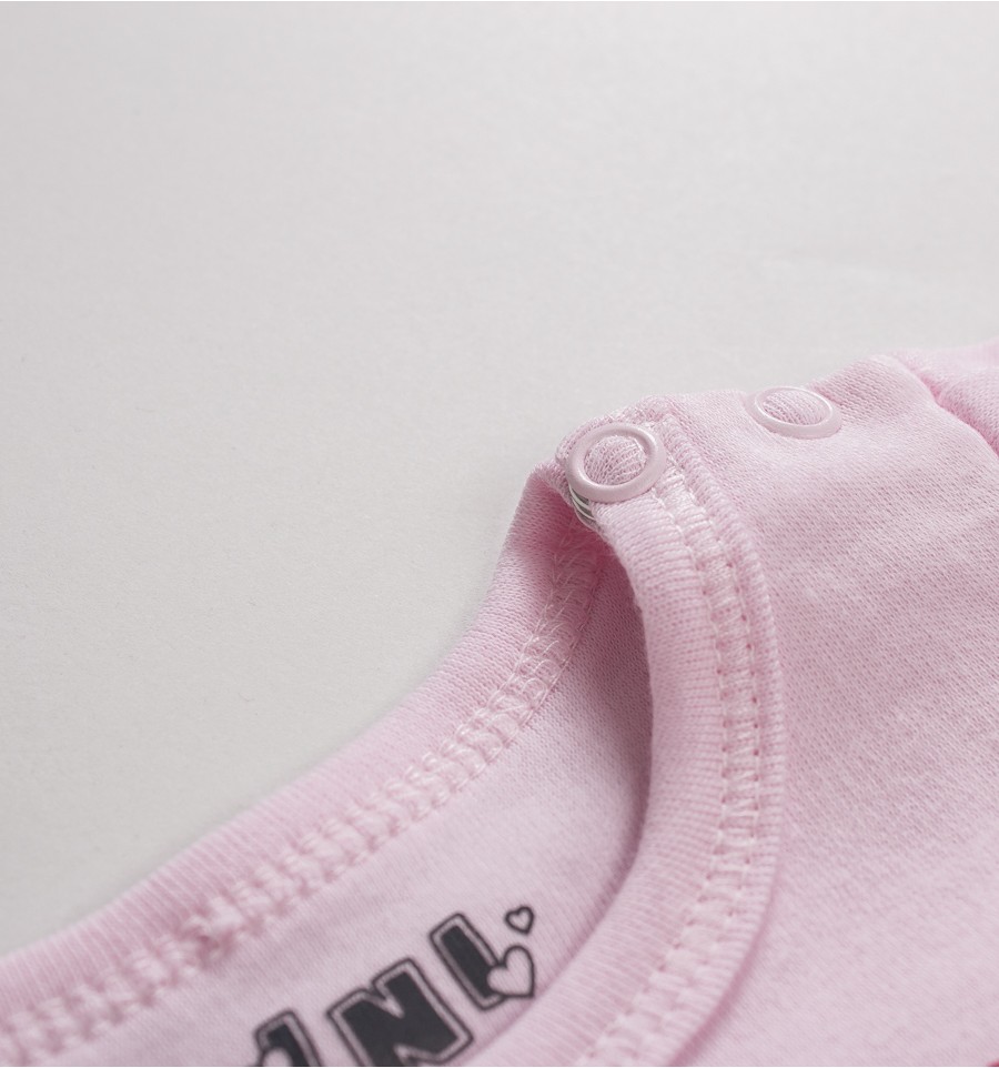 Jasno różowe body niemowlęce PARYŻANKA z bawełny organicznej dla dziewczynki