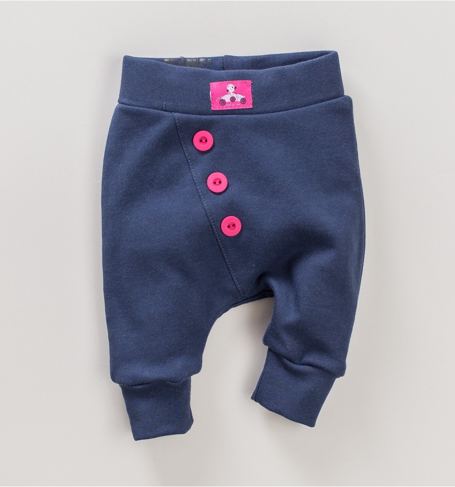 Granatowe spodnie niemowlęce PARYŻANKA z bawełny organicznej dla dziewczynki