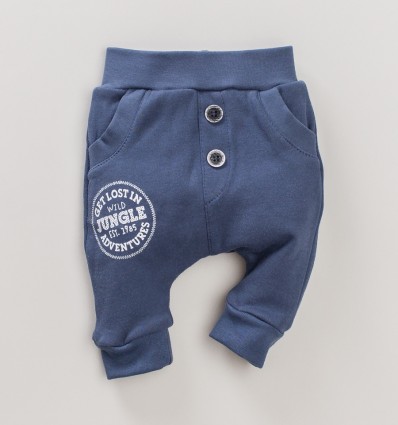 Spodnie niemowlęce DINO z bawełny organicznej dla chłopca