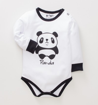 Body niemowlęce PANDA z bawełny organicznej dla chłopca