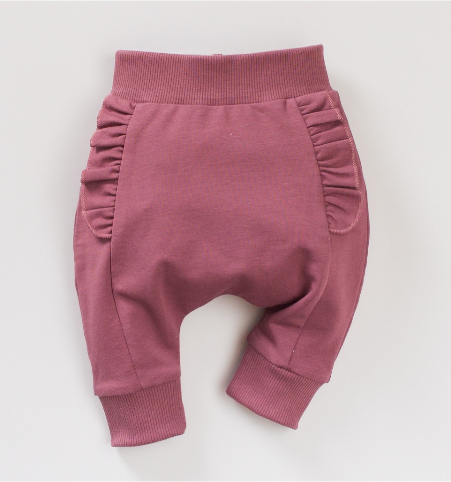 Spodnie niemowlęce dresowe TROPIKI z bawełny organicznej dla dziewczynki