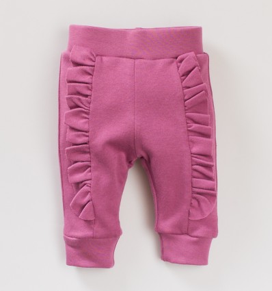 Dwuwarstwowe spodnie niemowlęce TROPIKI z bawełny organicznej dla dziewczynki