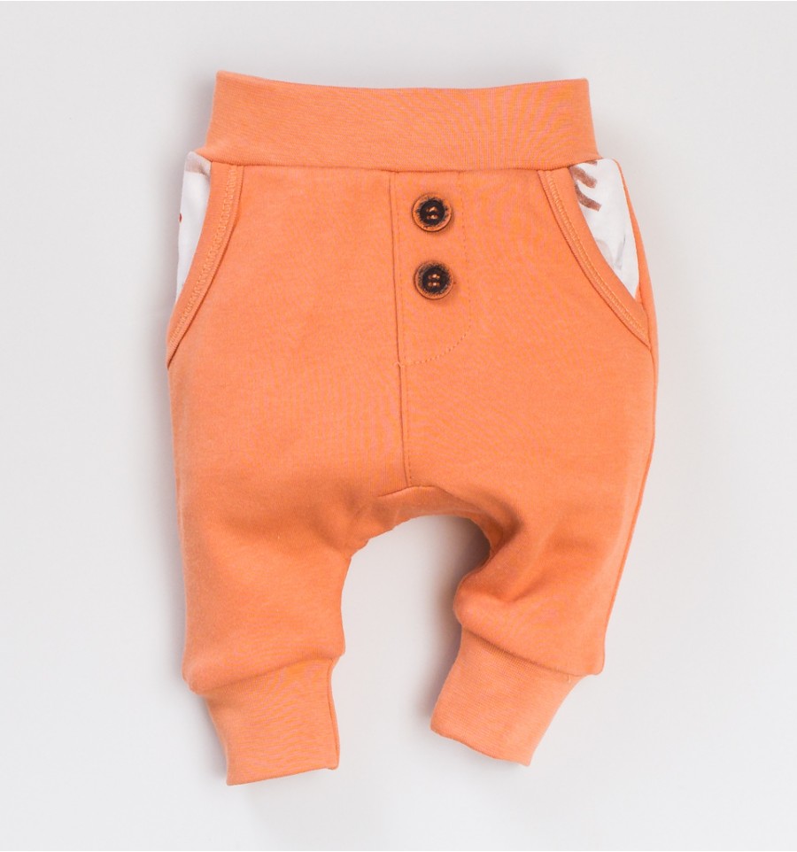 Spodnie dwuwarstwowe LEŚNE ZWIERZĄTKA z bawełny organicznej dla chłopca