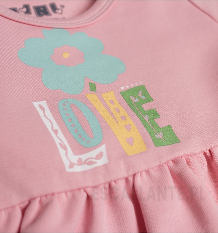Różowa sukienka niemowlęca WIOSENNE KWIATKI z bawełny organicznej