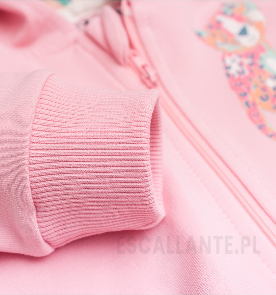 Łososiowa bluza RÓŻOWA PANTERA z bawełny organicznej dla dziewczynki