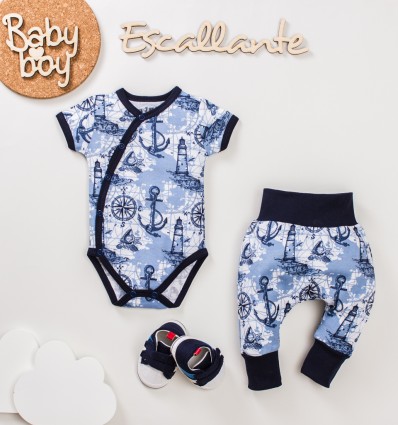 Body niemowlęce + spodnie dla chłopca z bawełny organicznej
