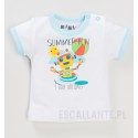 Biały t-shirt niemowlęcy ROBOCIK z bawełny organicznej dla chłopca