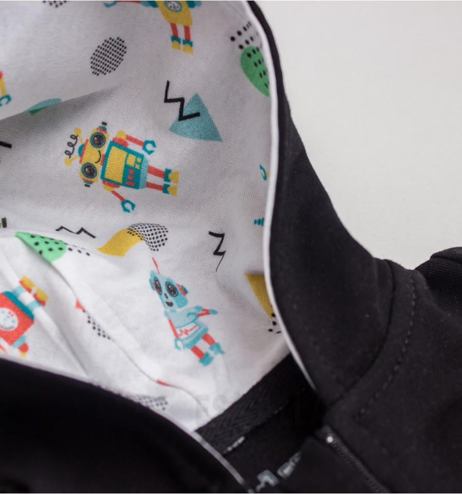 Czarna bluza niemowlęca ROBOCIK z bawełny organicznej dla chłopca