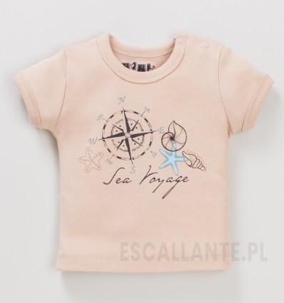 Beżowy t-shirt niemowlęcy Morska Podróż z bawełny organicznej dla chłopca