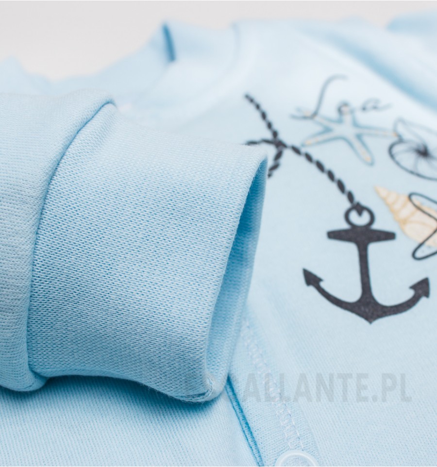Błękitna bluza niemowlęca MUSZELKI z bawełny organicznej dla chłopca