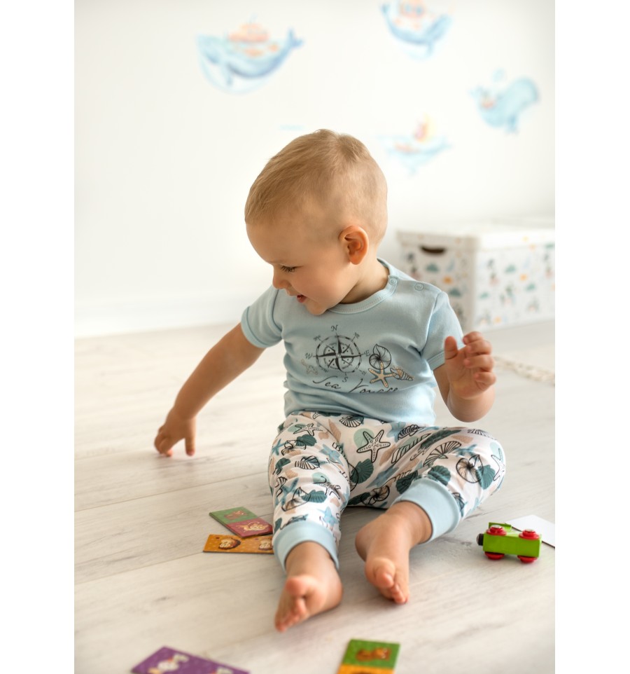 Spodnie niemowlęce Morska Podróż z bawełny organicznej dla chłopca