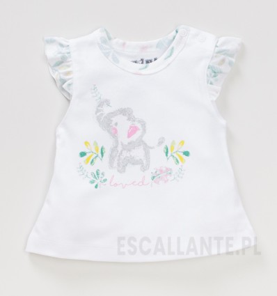 T-shirt niemowlęcy SUMMER LEAFS z bawełny organicznej dla dziewczynki