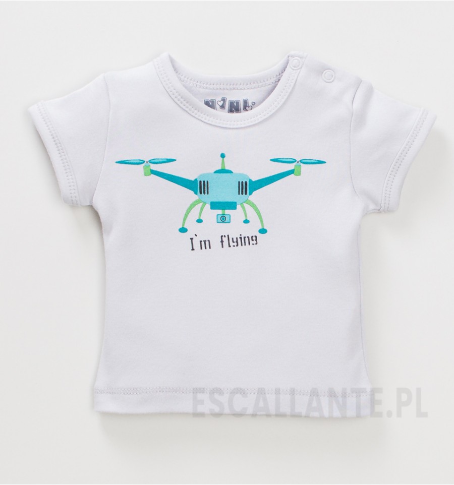 T-shirt niemowlęcy LITTLE DRONE z bawełny organicznej dla chłopca